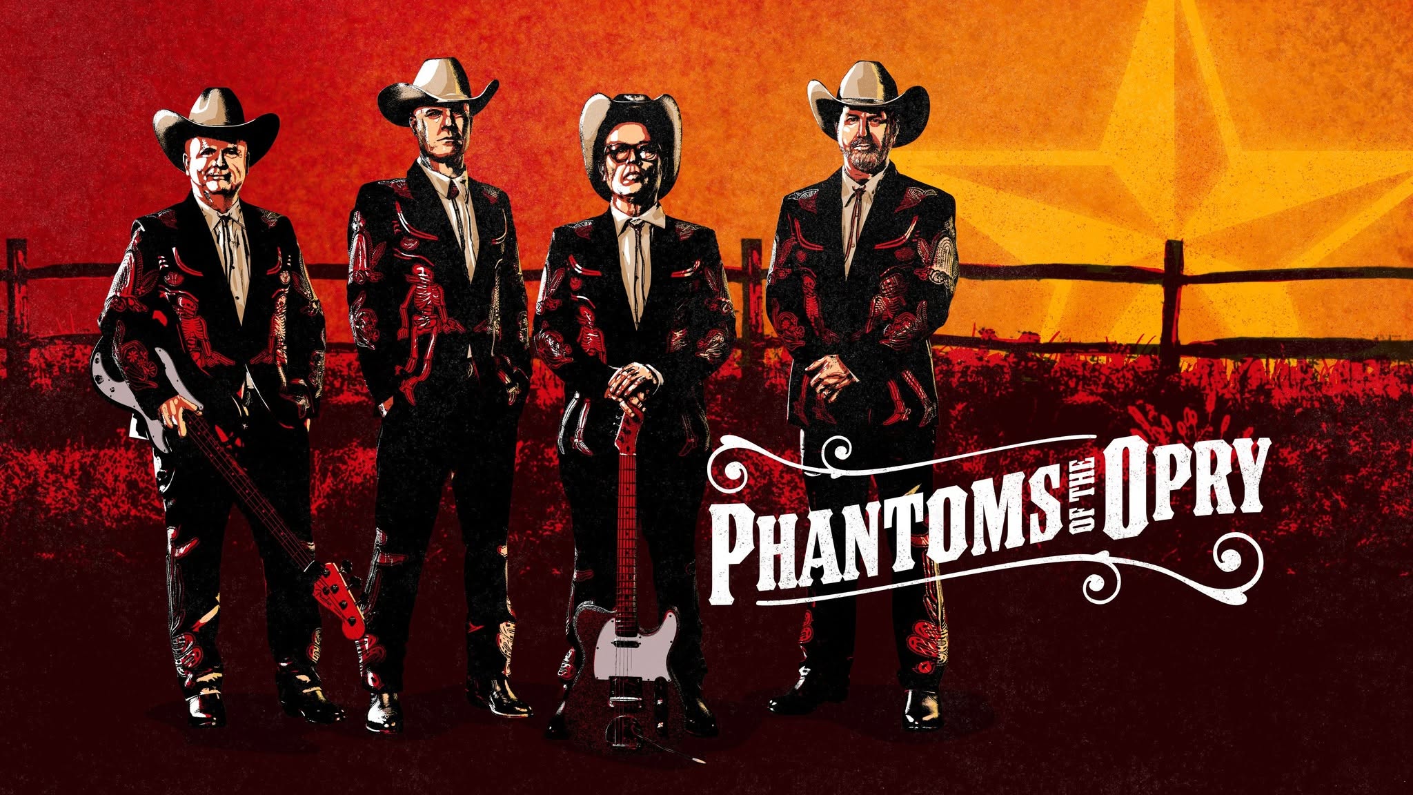 Phantoms of the Opry — four musicians in rhinestone western suits and cowboy hats